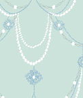 Seabrook Designs Dressed Up Drape Teal & Periwinkle Wallpaper