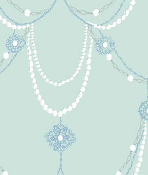 Seabrook Designs Dressed Up Drape Teal & Periwinkle Wallpaper