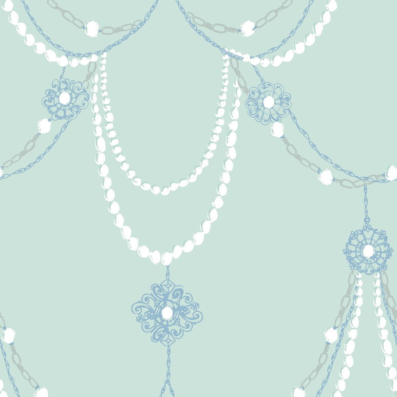 Seabrook Designs Dressed Up Drape Teal &amp; Periwinkle Wallpaper