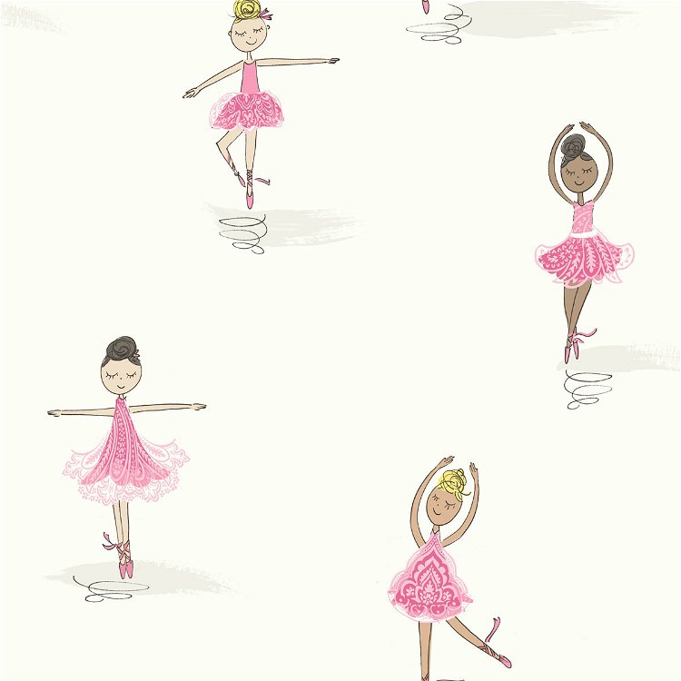 Seabrook Designs Tiny Dancers Bubblegum & White Wallpaper