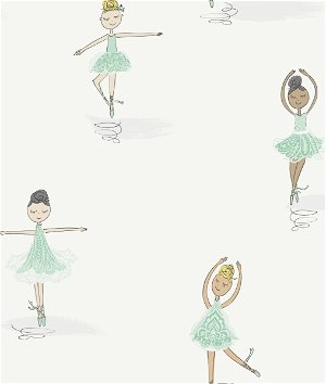 Seabrook Designs Tiny Dancers Teal & White Wallpaper