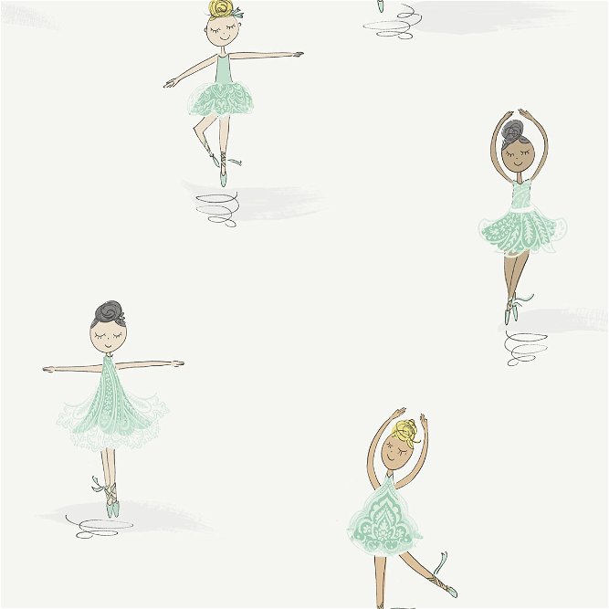 Seabrook Designs Tiny Dancers Teal &amp; White Wallpaper