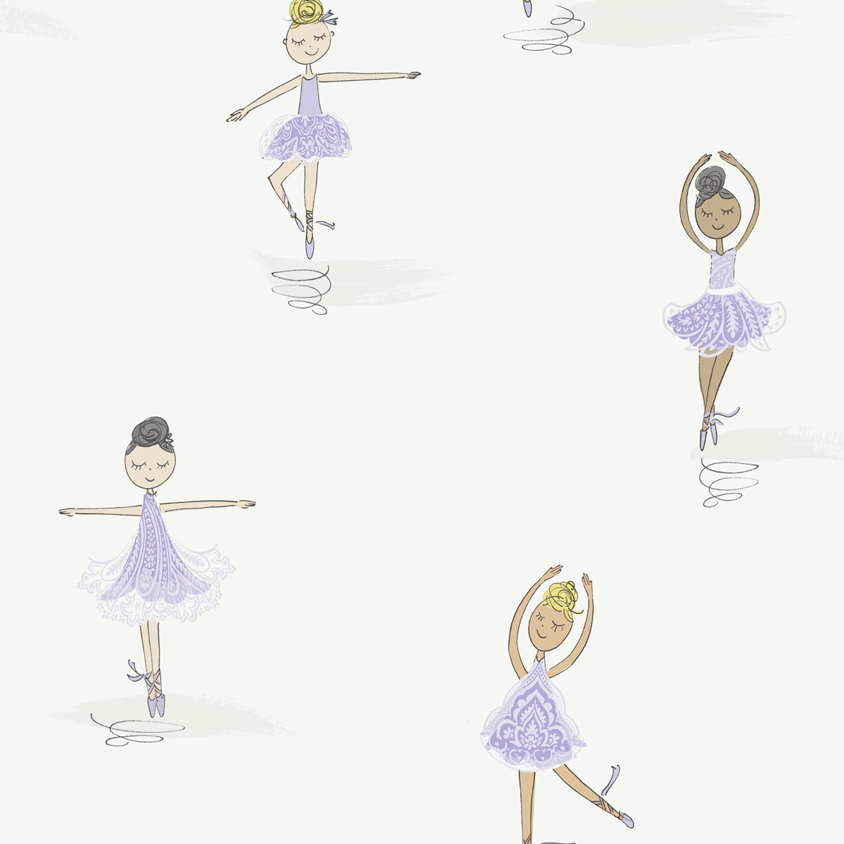 Seabrook Designs Tiny Dancers Lilac & White Wallpaper | OnlineFabricStore