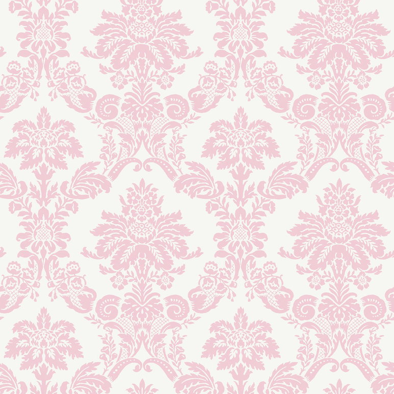 Seabrook Designs Glitter Damask Bubblegum &amp; White Wallpaper