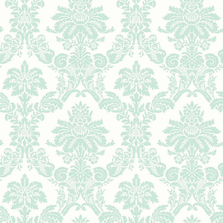 Seabrook Designs Glitter Damask Teal & White Wallpaper