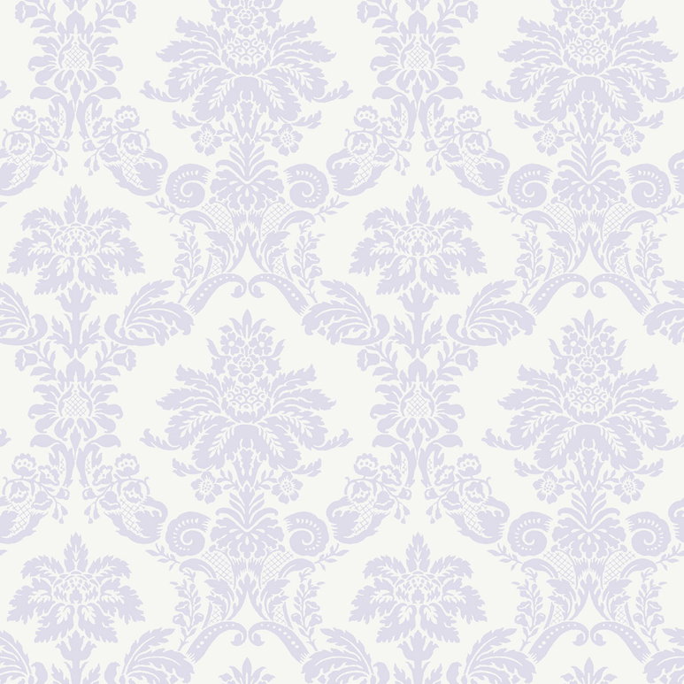 Seabrook Designs Glitter Damask Lilac &amp; White Wallpaper