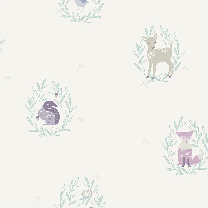 Seabrook Designs Furry Friends Gray &amp; Purple Wallpaper
