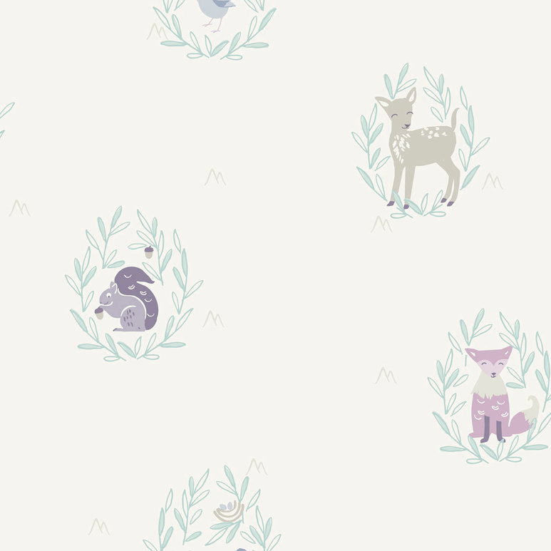 Seabrook Designs Furry Friends Gray &amp; Purple Wallpaper
