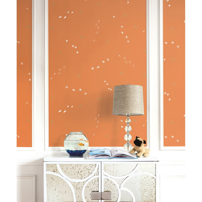 Seabrook Designs Follow the Leader Orange &amp; White Wallpaper image 2 of 2
