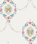 Seabrook Designs Flutter Butterfly Glitter White & Silver Wallpaper