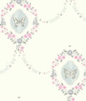 Seabrook Designs Flutter Butterfly Pink & Metallic Silver Wallpaper