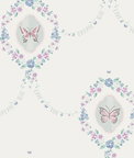 Seabrook Designs Flutter Butterfly Metallic Silver & Pink Wallpaper