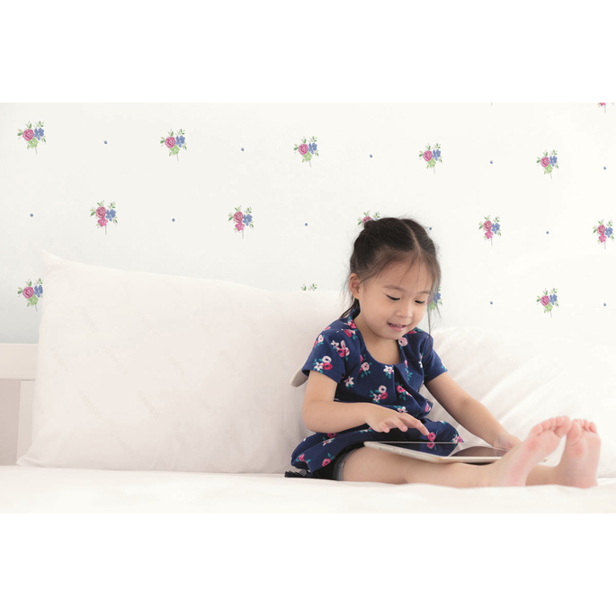 Seabrook Designs Little Posy Raspberry &amp; Prussian Blue Wallpaper image 2 of 2