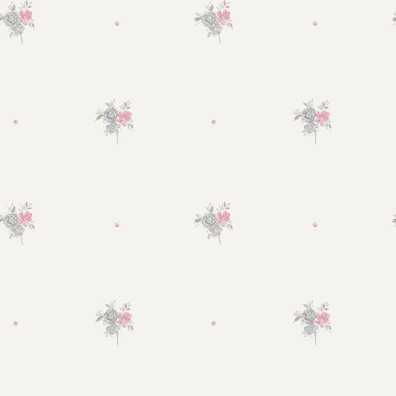Seabrook Designs Little Posy Gray &amp; Bubblegum Wallpaper