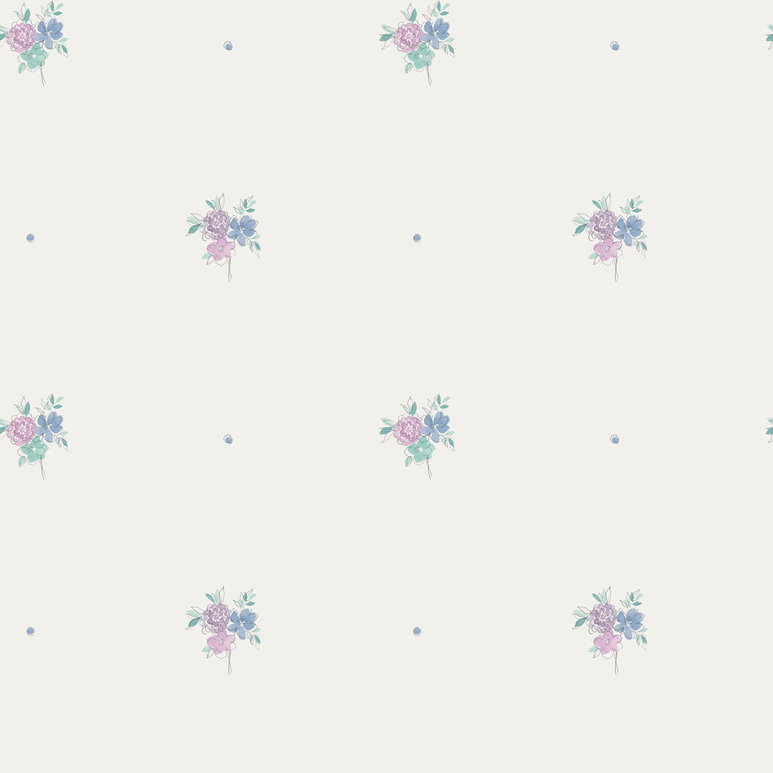 Seabrook Designs Little Posy Periwinkle &amp; Lilac Wallpaper