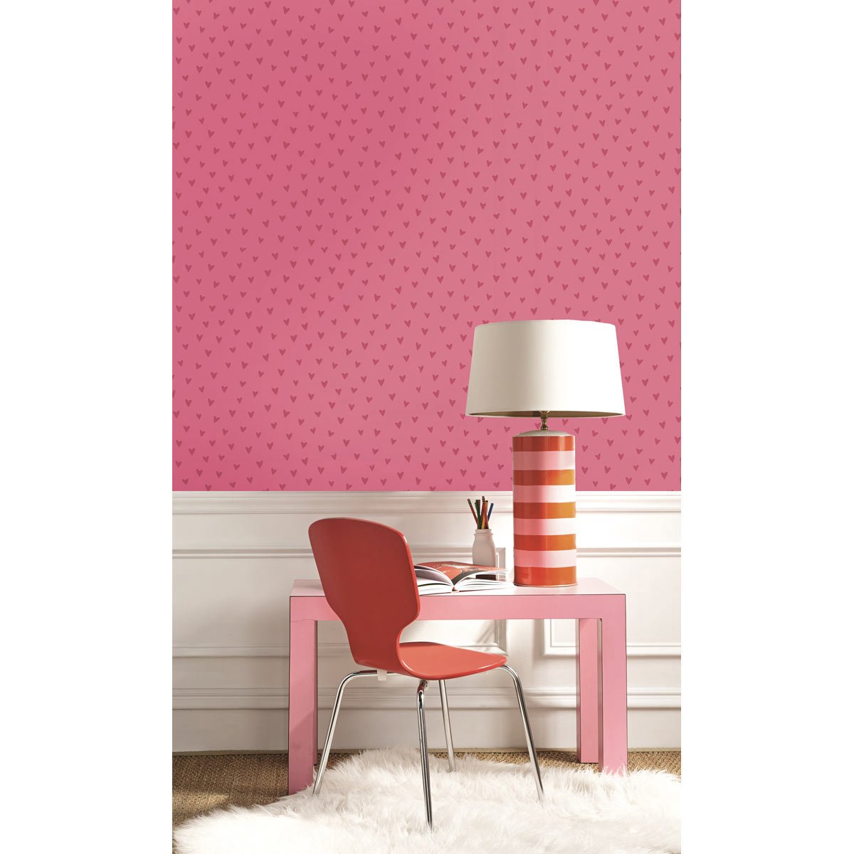 Seabrook Glitter Damask Pink Wallpaper
