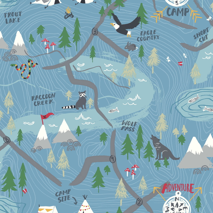 Seabrook Designs Campground Bluebird Wallpaper image 1 of 2