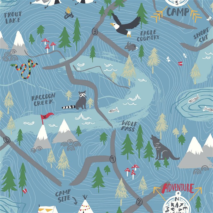 Seabrook Designs Campground Bluebird Wallpaper