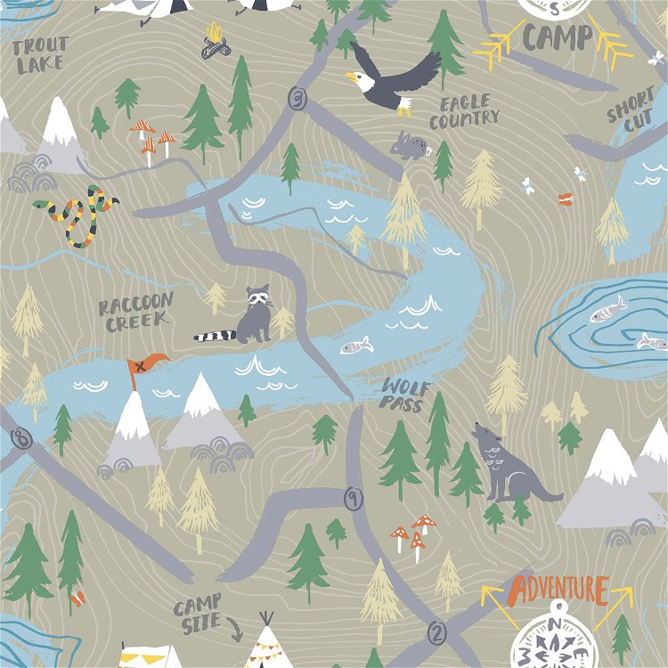 Seabrook Designs Campground Taupe Wallpaper