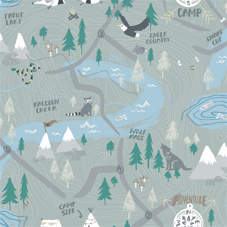 Seabrook Designs Campground Steel Gray Wallpaper