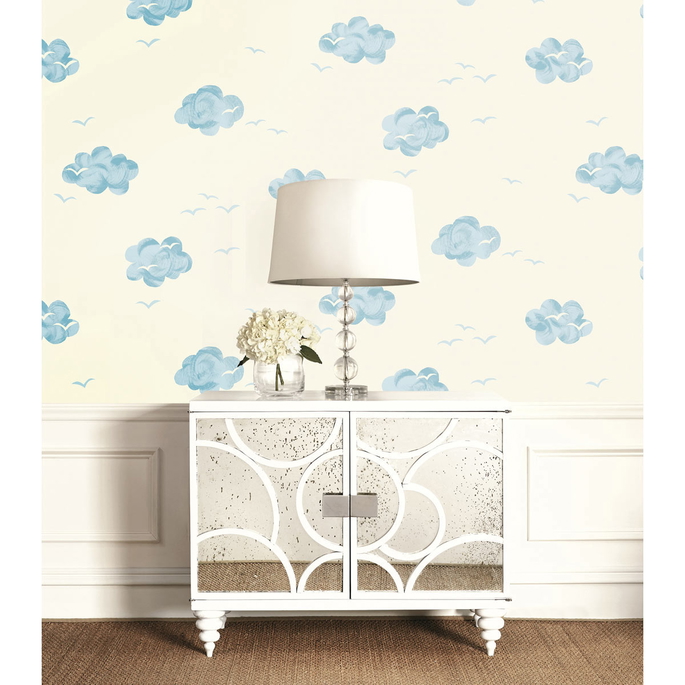 Seabrook Designs Daydream White &amp; Sky Blue Wallpaper image 2 of 2