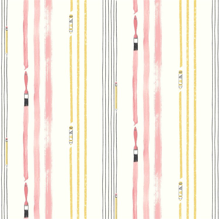 Seabrook Designs Outside the Lines Bubblegum & Gold Wallpaper