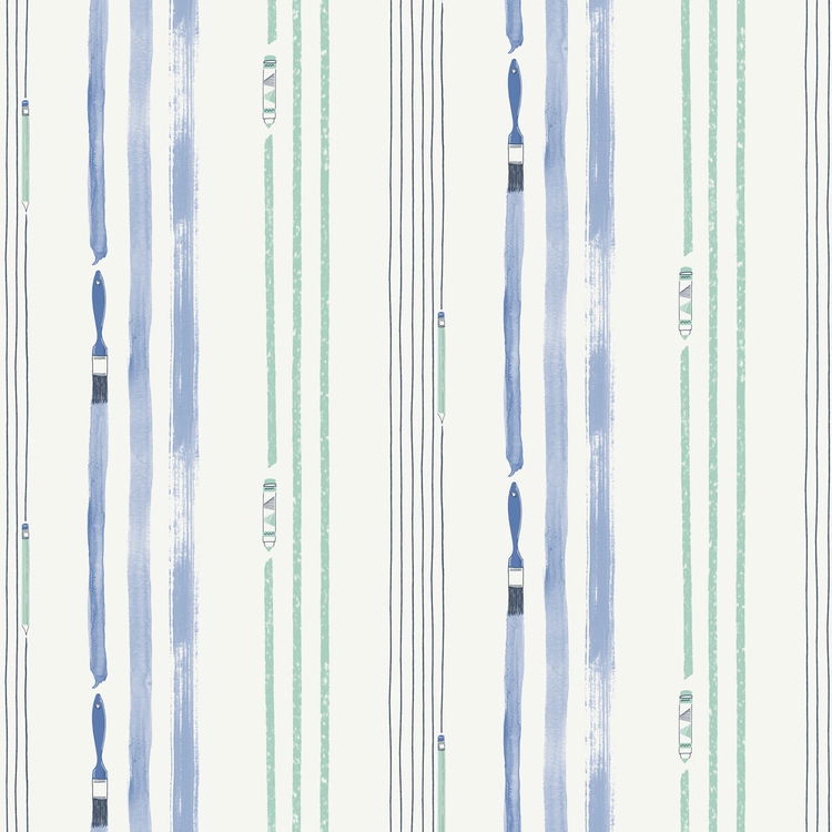 Seabrook Designs Outside the Lines Periwinkle & Teal Wallpaper