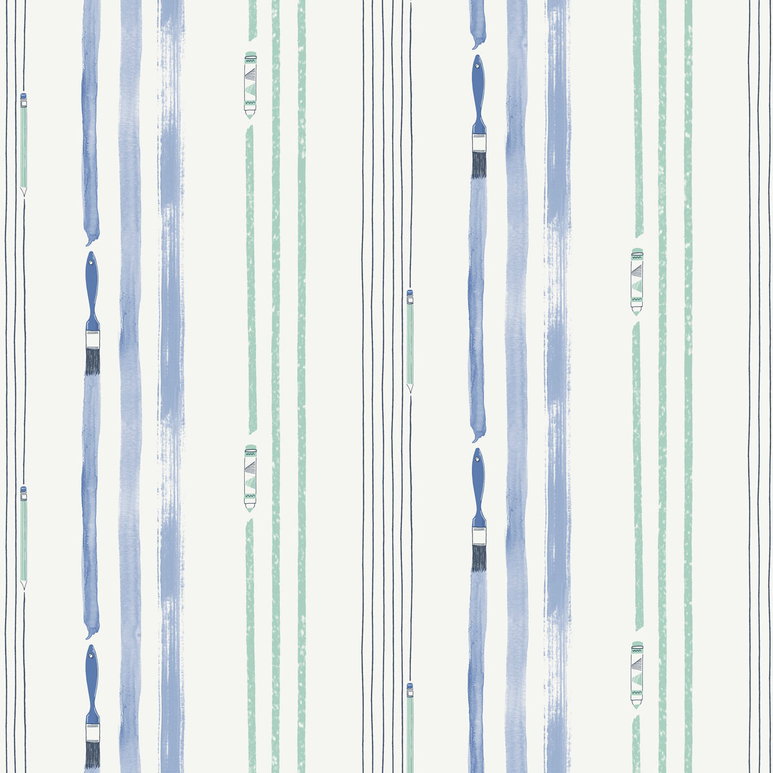 Seabrook Designs Outside the Lines Periwinkle &amp; Teal Wallpaper