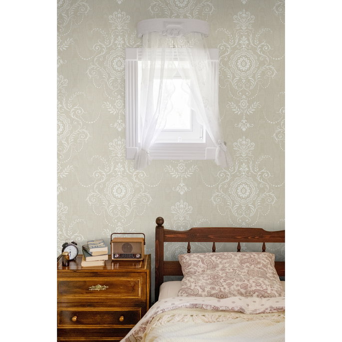 Seabrook Designs Colette Cameo Fog Wallpaper image 2 of 2