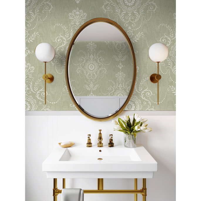 Seabrook Designs Colette Cameo Washed Green Wallpaper image 2 of 3