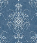 Seabrook Designs Colette Cameo French Blue Wallpaper