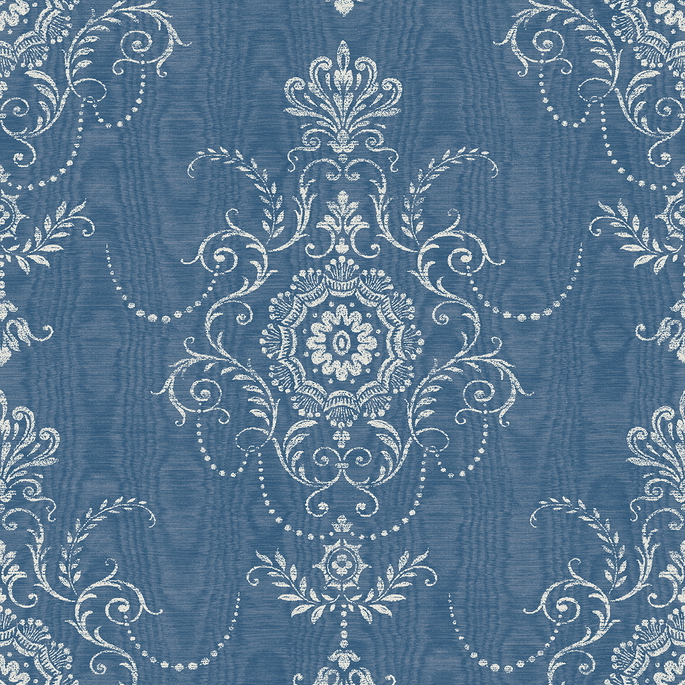 Seabrook Designs Colette Cameo French Blue Wallpaper image 1 of 3