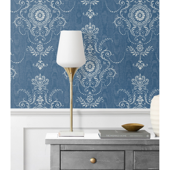 Seabrook Designs Colette Cameo French Blue Wallpaper image 2 of 3