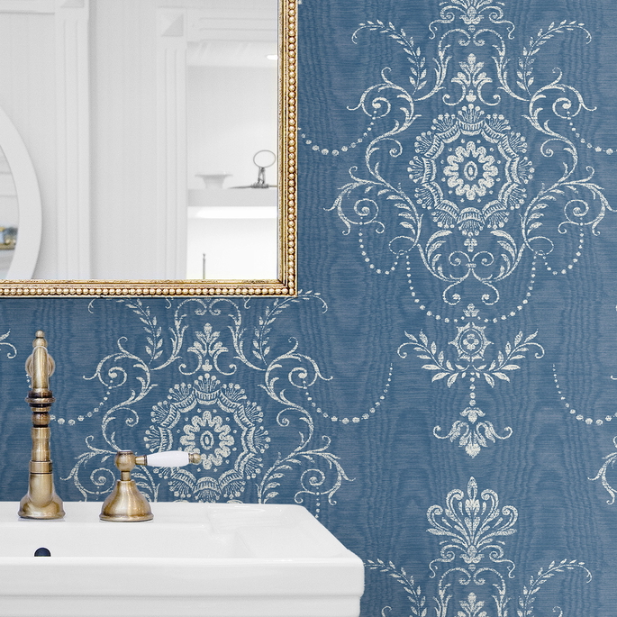 Seabrook Designs Colette Cameo French Blue Wallpaper image 3 of 3