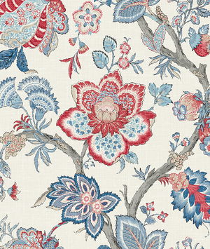 Seabrook Designs Bernadette Jacobean French Blue & Antique Ruby Wallpaper