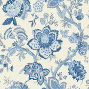 Seabrook Designs Bernadette Jacobean French Blue Wallpaper