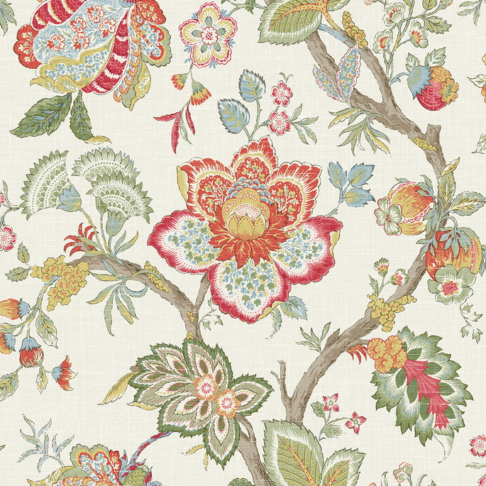 Seabrook Designs Bernadette Jacobean Pomme &amp; Antique Ruby Wallpaper image 1 of 2
