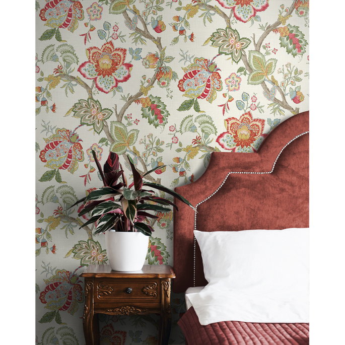 Seabrook Designs Bernadette Jacobean Pomme &amp; Antique Ruby Wallpaper image 2 of 2