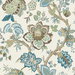 Seabrook Designs Bernadette Jacobean Hickory Smoke & Blue Bell Wallpaper