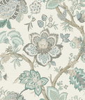 Seabrook Designs Bernadette Jacobean Summer Sky & French Blue Wallpaper