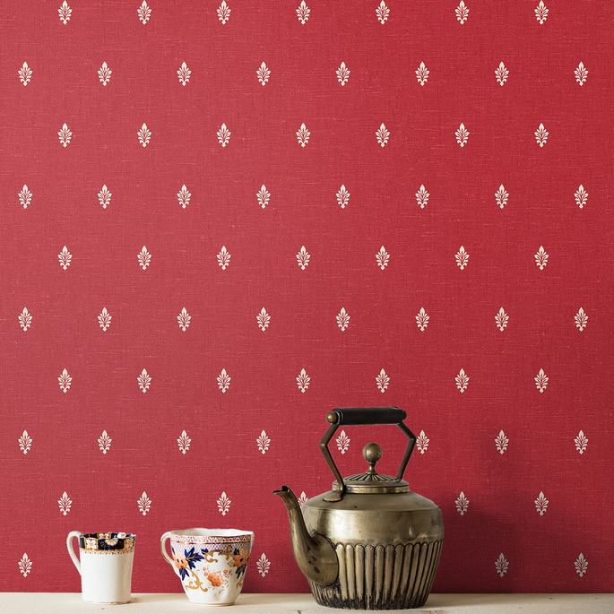 Seabrook Designs Petite Feuille Sprig Antique Ruby Wallpaper image 2 of 2