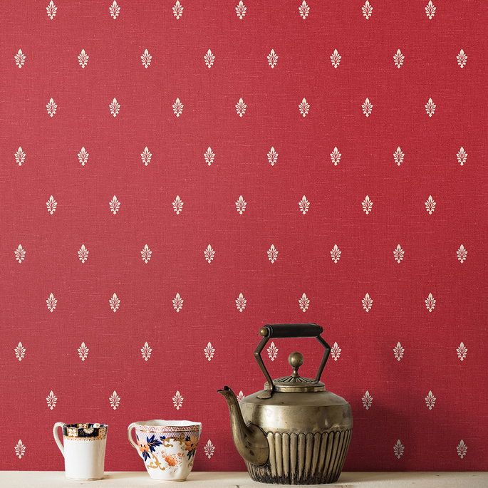 Seabrook Designs Petite Feuille Sprig Antique Ruby Wallpaper image 2 of 2