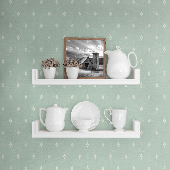 Seabrook Designs Petite Feuille Sprig Minty Meadow Wallpaper image 2 of 2