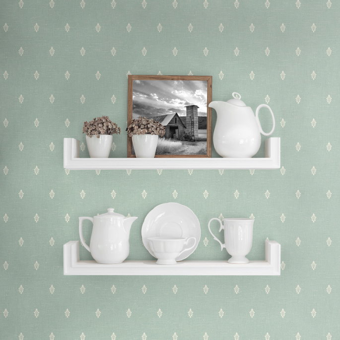 Seabrook Designs Petite Feuille Sprig Minty Meadow Wallpaper image 2 of 2