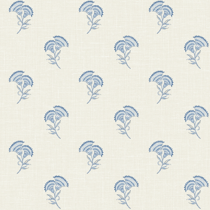 Seabrook Designs Lotus Branch Floral French Blue Wallpaper image 1 of 3