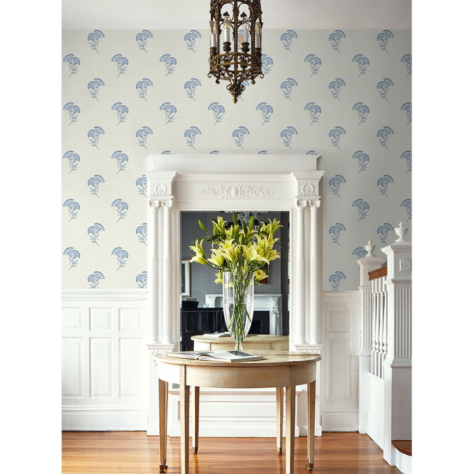 Seabrook Designs Lotus Branch Floral French Blue Wallpaper image 2 of 3