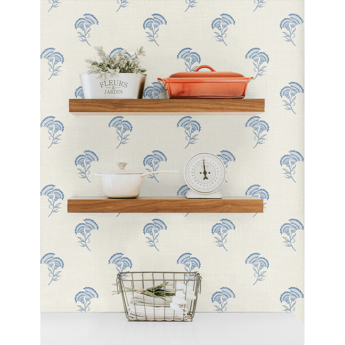 Seabrook Designs Lotus Branch Floral French Blue Wallpaper image 3 of 3