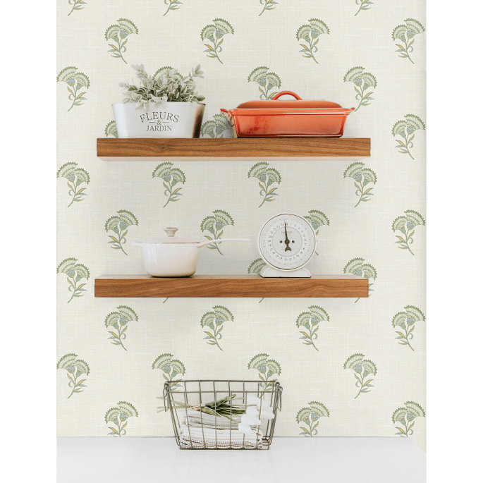 Seabrook Designs Lotus Branch Floral Washed Green &amp; Herb Wallpaper image 3 of 3