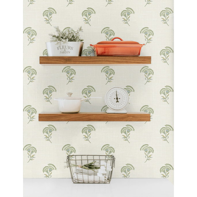 Seabrook Designs Lotus Branch Floral Washed Green &amp; Herb Wallpaper image 3 of 3