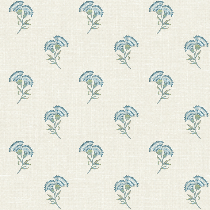 Seabrook Designs Lotus Branch Floral Blue Bell &amp; Herb Wallpaper image 1 of 3